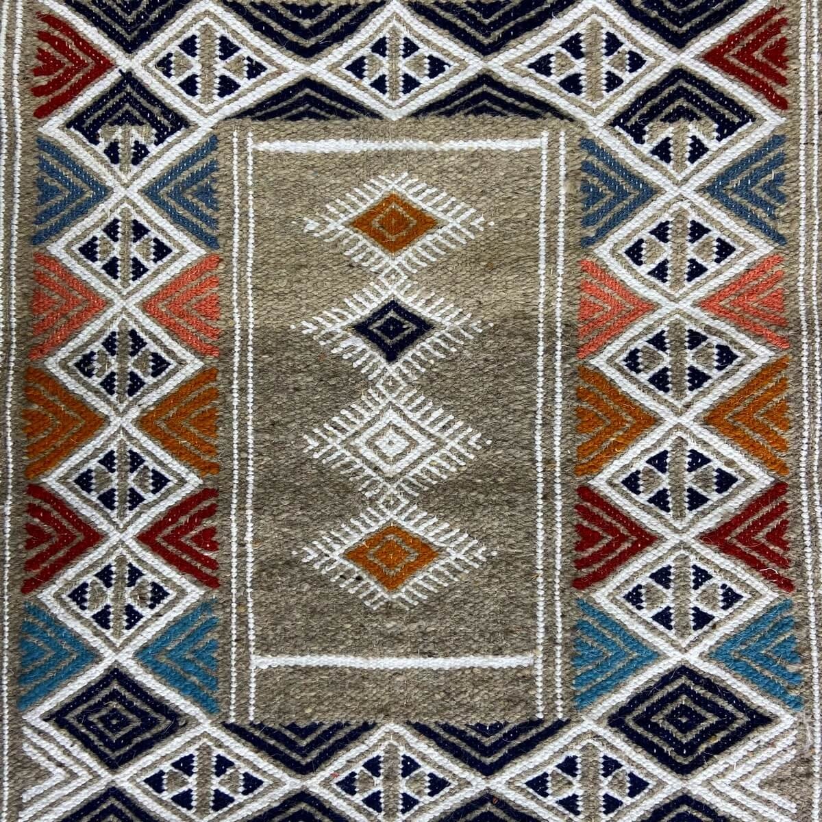 Berber Teppich Teppich Kelim Hekku 60x98 Grau (Handgewebt, Wolle, Tunesien) Tunesischer Kelim-Teppich im marokkanischen Stil. Re