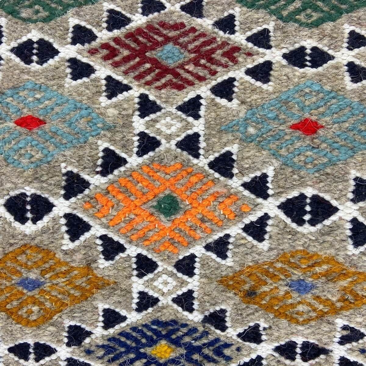 Tapete berbere Tapete Kilim Edewi 60x111 Cinza (Tecidos à mão, Lã, Tunísia) Tapete tunisiano kilim, estilo marroquino. Tapete re