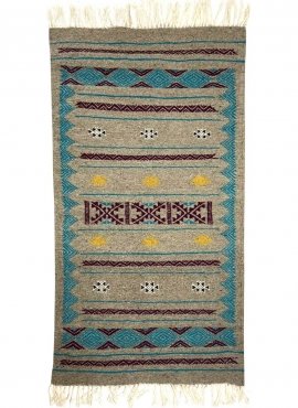 Berber carpet Rug Kilim Dalan 68x127 Grey (Handmade, Wool, Tunisia) Tunisian Rug Kilim style Moroccan rug. Rectangular carpet 10