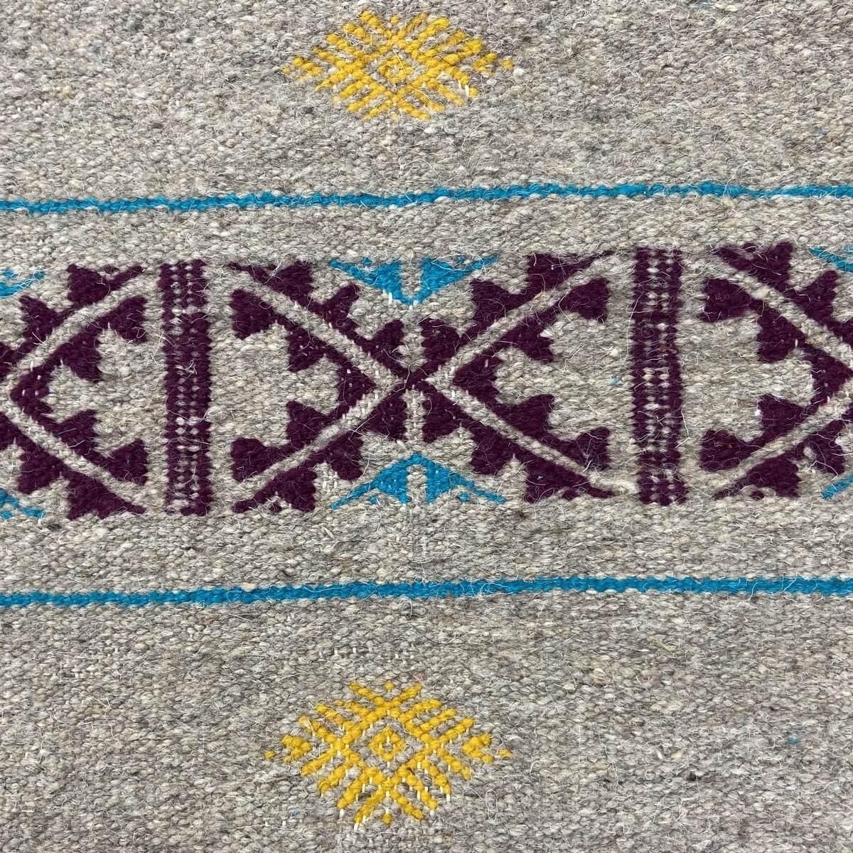 Berber carpet Rug Kilim Dalan 68x127 Grey (Handmade, Wool, Tunisia) Tunisian Rug Kilim style Moroccan rug. Rectangular carpet 10