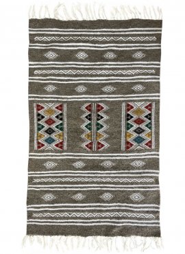 Berber Teppich Teppich Kelim Cubub 69x112 Grau (Handgewebt, Wolle, Tunesien) Tunesischer Kelim-Teppich im marokkanischen Stil. R