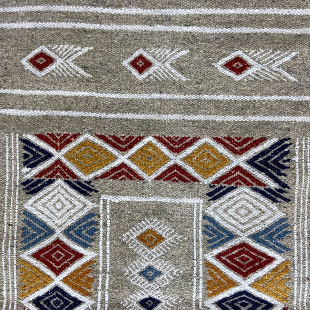 Tapete berbere Tapete Kilim Bezza 58x102 Cinza (Tecidos à mão, Lã, Tunísia) Tapete tunisiano kilim, estilo marroquino. Tapete re