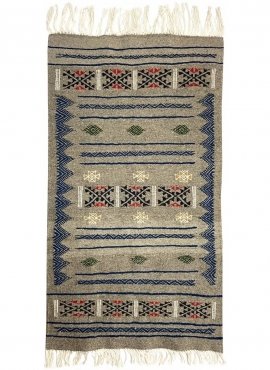 Berber Teppich Teppich Kelim Annaz 68x121 Grau (Handgewebt, Wolle, Tunesien) Tunesischer Kelim-Teppich im marokkanischen Stil. R
