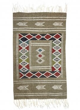 Tapis berbère Tapis Kilim Awriba 58x96 Gris (Tissé main, Laine, Tunisie) Tapis kilim tunisien style tapis marocain. Tapis rectan