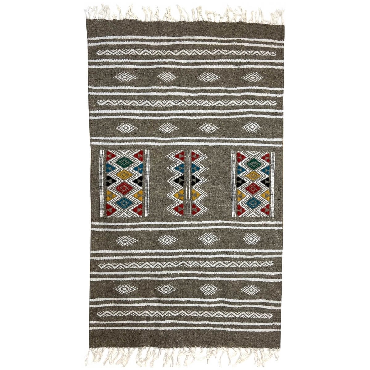 Berber carpet Rug Kilim Amadur 69x114 Grey (Handmade, Wool, Tunisia) Tunisian Rug Kilim style Moroccan rug. Rectangular carpet 1