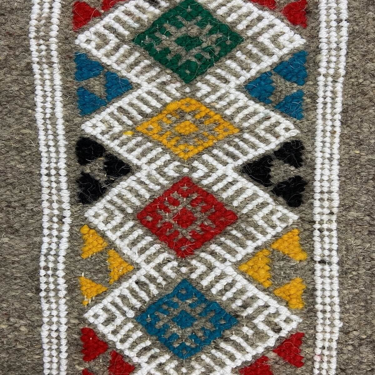 Tapis berbère Tapis Kilim Amadur 69x114 Gris (Tissé main, Laine, Tunisie) Tapis kilim tunisien style tapis marocain. Tapis recta