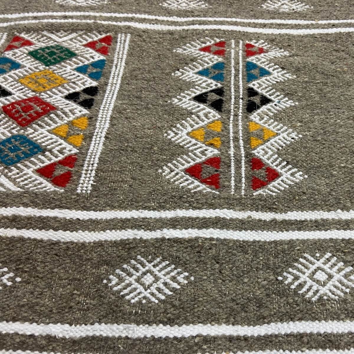 Tapis berbère Tapis Kilim Amadur 69x114 Gris (Tissé main, Laine, Tunisie) Tapis kilim tunisien style tapis marocain. Tapis recta