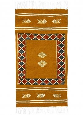 Tapis berbère Tapis Kilim Belem 56x104 Jaune ocre (Tissé main, Laine, Tunisie) Tapis kilim tunisien style tapis marocain. Tapis 