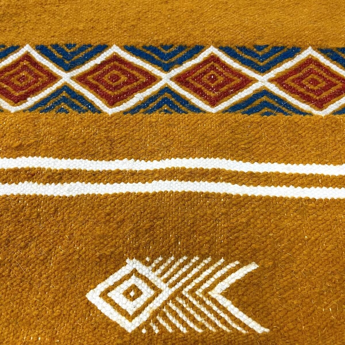Berber carpet Rug Kilim Belem 56x104 Yellow (Handmade, Wool, Tunisia) Tunisian Rug Kilim style Moroccan rug. Rectangular carpet 