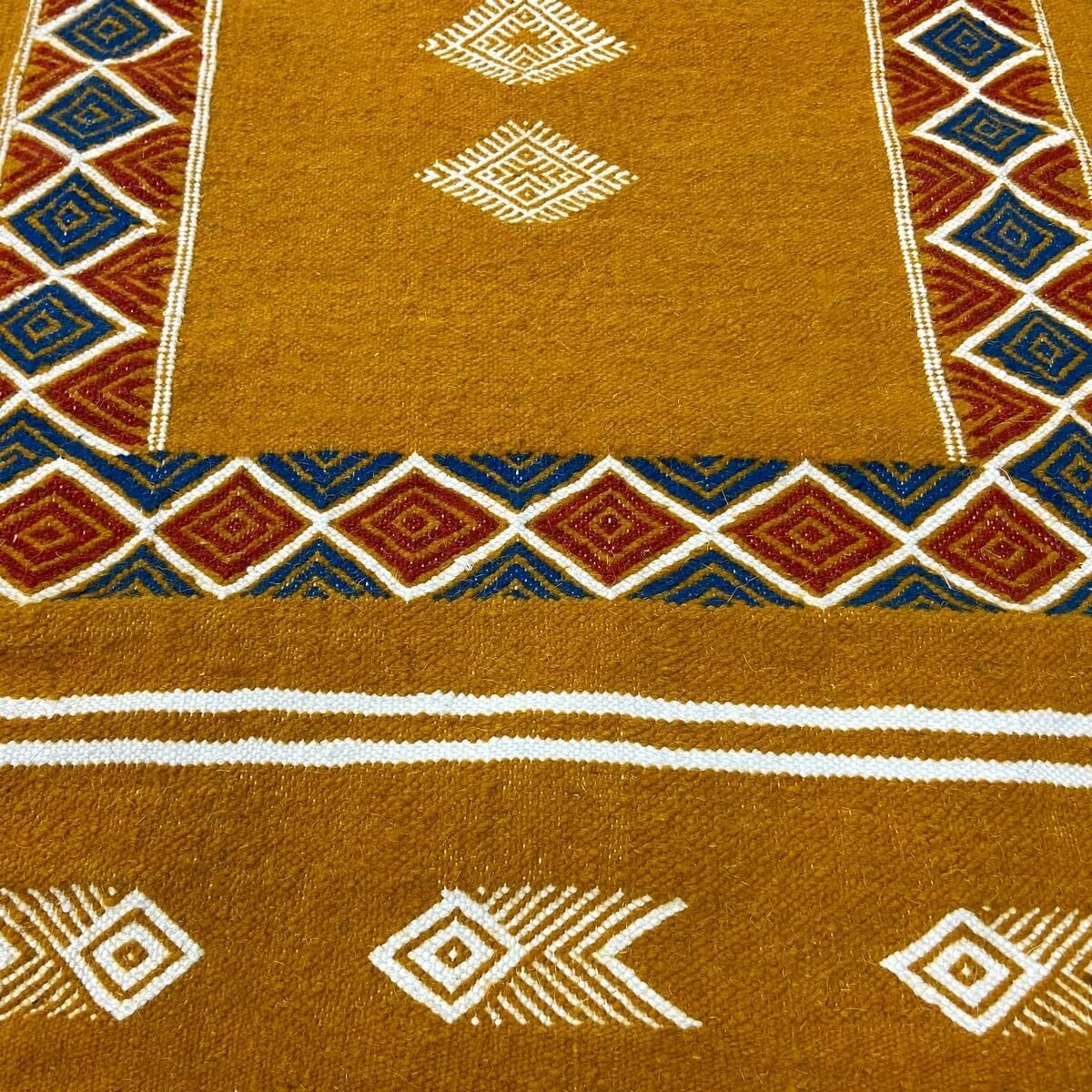 tappeto berbero Tappeto Kilim Belem 56x104 Giallo (Fatto a mano, Lana, Tunisia) Tappeto kilim tunisino, in stile marocchino. Tap
