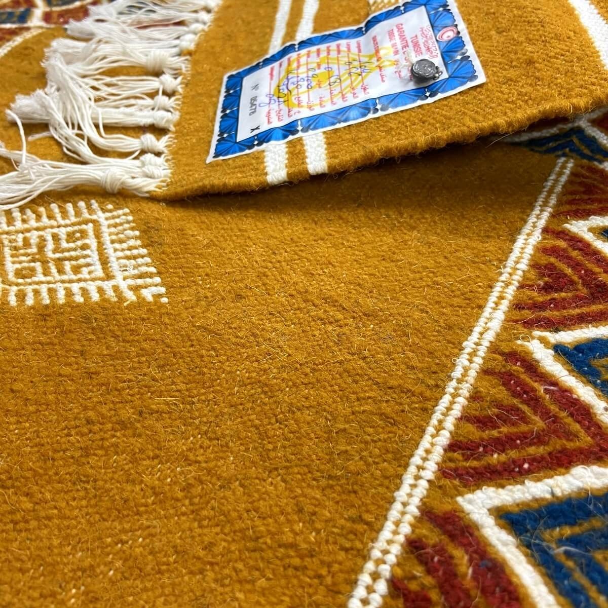 Berber carpet Rug Kilim Belem 56x104 Yellow (Handmade, Wool, Tunisia) Tunisian Rug Kilim style Moroccan rug. Rectangular carpet 