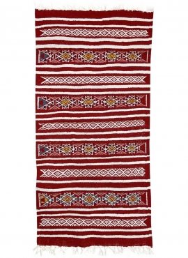 Berber Teppich Teppich Kelim Friqya 57x118 Rot (Handgewebt, Wolle, Tunesien) Tunesischer Kelim-Teppich im marokkanischen Stil. R