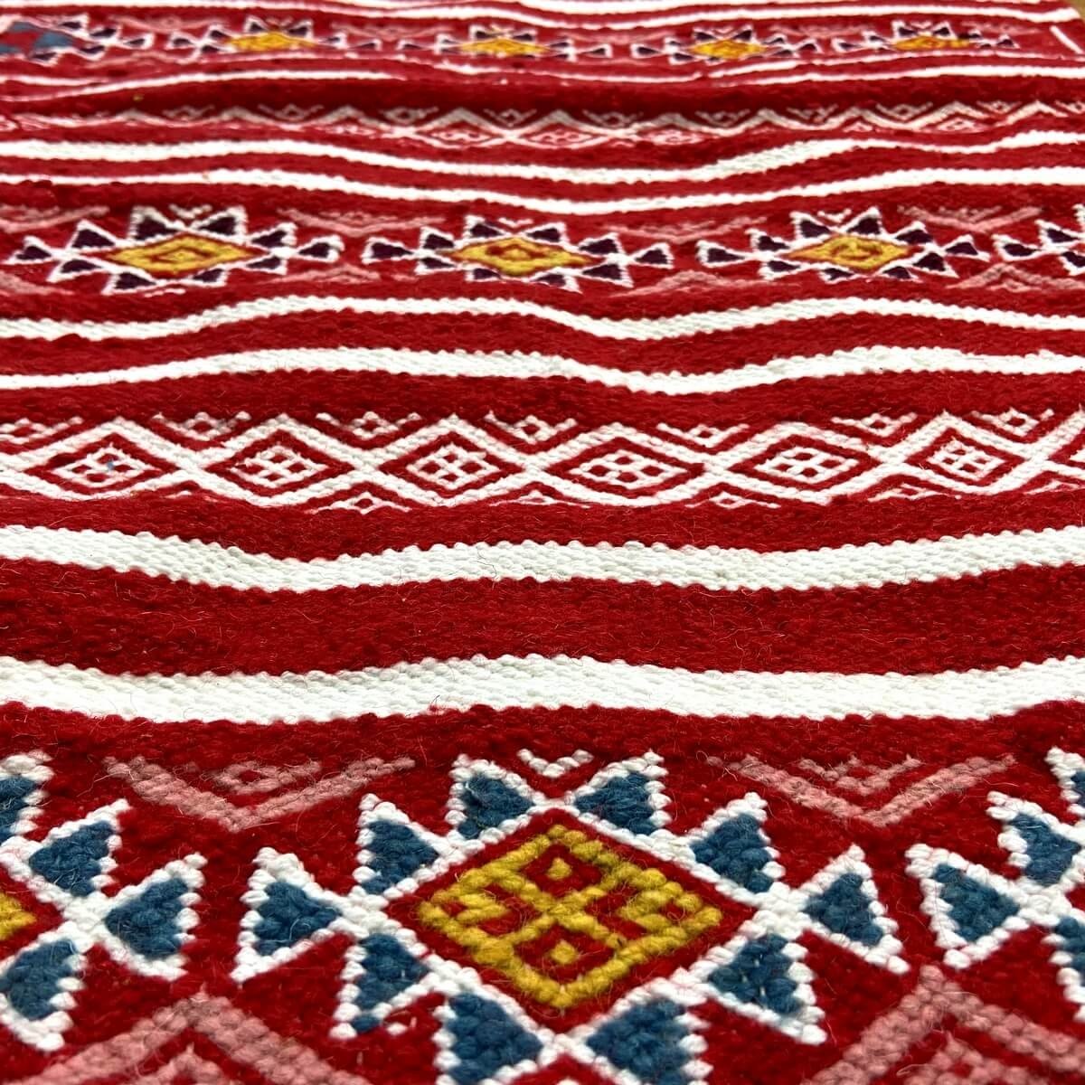 Tapis berbère Tapis Kilim Friqya 57x118 Rouge (Tissé main, Laine, Tunisie) Tapis kilim tunisien style tapis marocain. Tapis rect