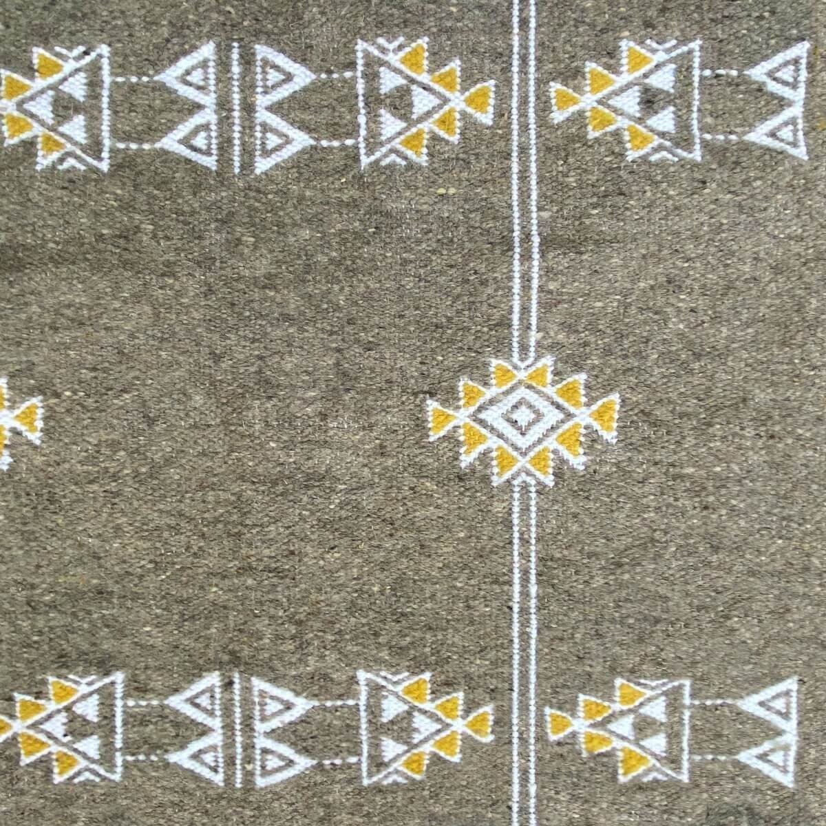 Berber carpet Rug Kilim Israsen 114x202 Grey/Yellow (Handmade, Wool, Tunisia) Tunisian Rug Kilim style Moroccan rug. Rectangular