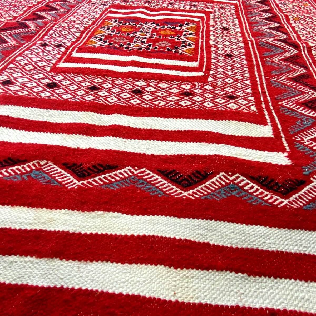 Tapis berbère Tapis Kilim Yekker 114x194 Rouge (Tissé main, Laine, Tunisie) Tapis kilim tunisien style tapis marocain. Tapis rec