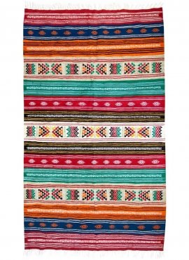 Berber tapijt Tapijt Kilim carmona 110x150 Veelkleurig (Handgeweven, Wol, Tunesië) Tunesisch kilimdeken, Marokkaanse stijl. Rech