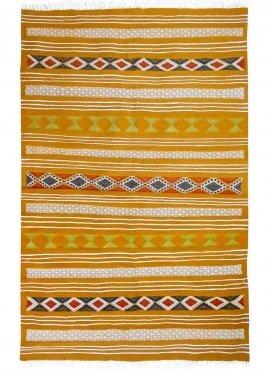 Berber Teppich Teppich Kelim Kadey 123x196 Gelb (Handgewebt, Wolle) Tunesischer Kelim-Teppich im marokkanischen Stil. Rechteckig