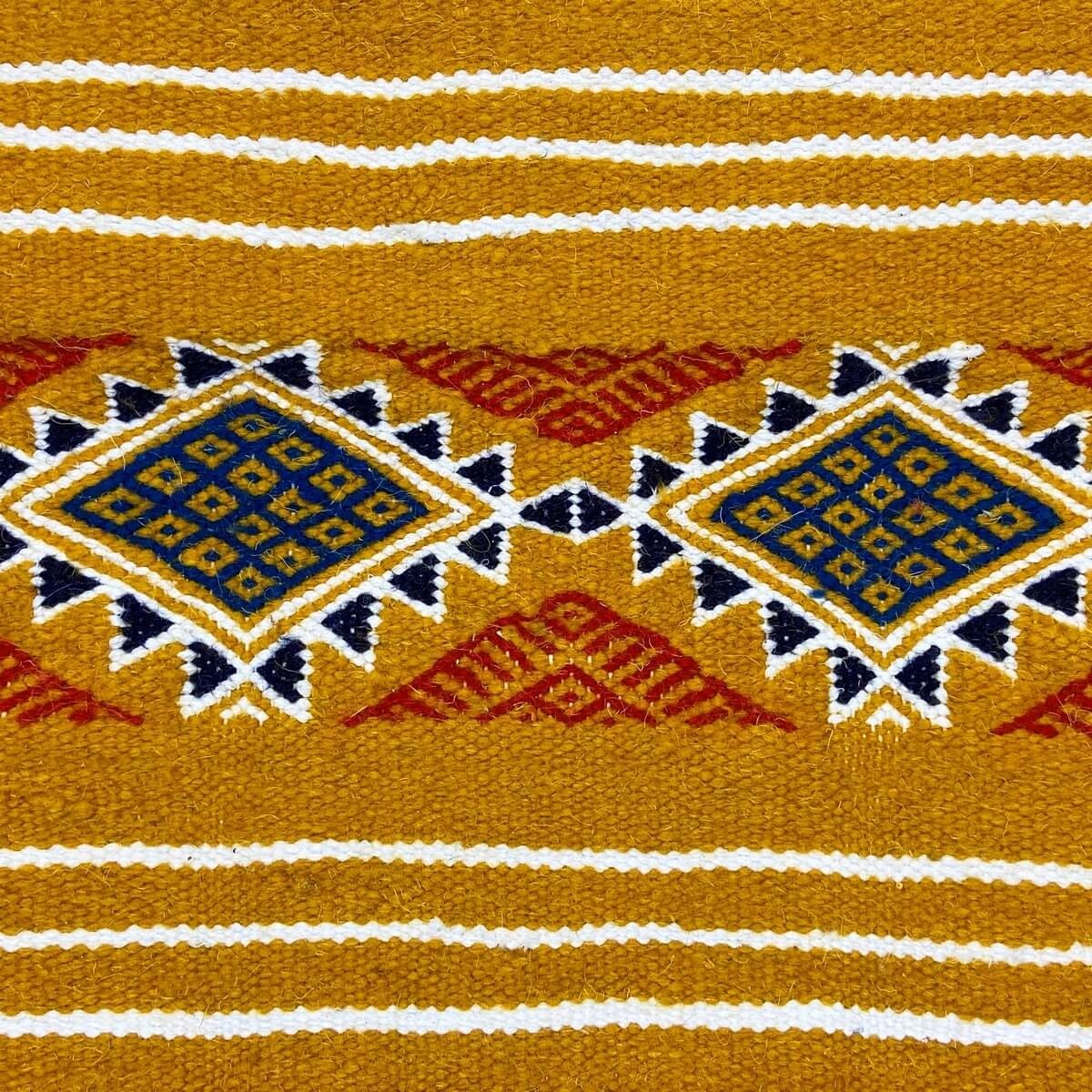 Berber carpet Rug Kilim Kadey 123x196 Yellow (Handmade, Wool) Tunisian Rug Kilim style Moroccan rug. Rectangular carpet 100% woo