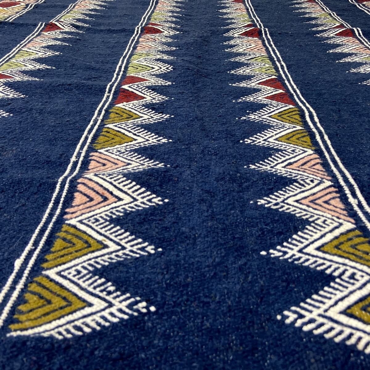 Tapis berbère Tapis Kilim Laarbi 135x235 Bleu (Tissé main, Laine) Tapis kilim tunisien style tapis marocain. Tapis rectangulaire