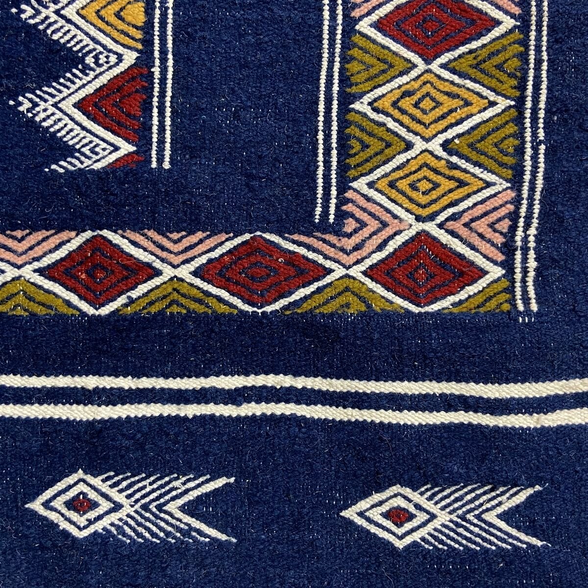 Tapete berbere Tapete Kilim Laarbi 135x235 Azul (Tecidos à mão, Lã) Tapete tunisiano kilim, estilo marroquino. Tapete retangular