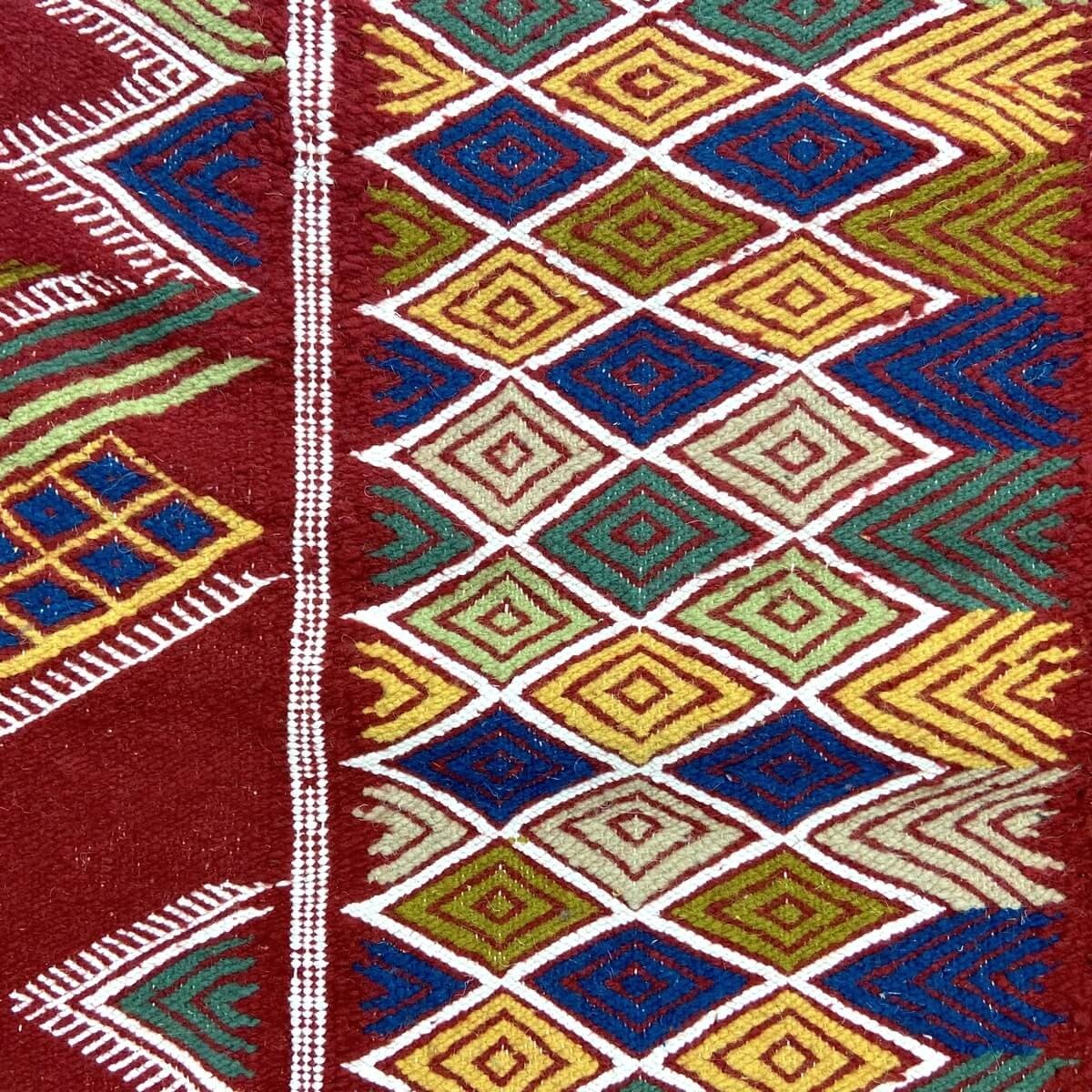 Tapis berbère Tapis Kilim Ingad 135x240 Rouge bordeaux (Tissé main, Laine) Tapis kilim tunisien style tapis marocain. Tapis rect