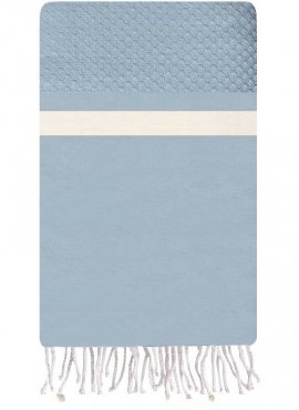 Berber tapijt Fouta Reus Mirage Honingraat - 200x300 - Blauw - 100% katoen Originele Fouta handdoek uit Tunesië. Klassiek formaa