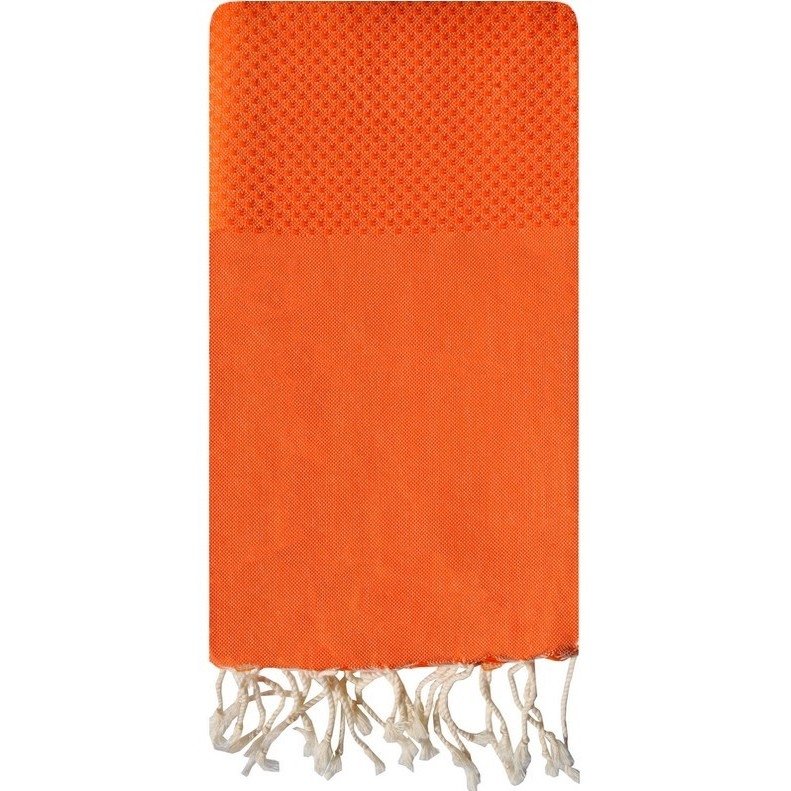 Berber Teppich Fouta Tangerine Wabe - 100x200 - Orange - 100% Baumwolle Original Fouta Handtuch aus Tunesien. Klassische Größe 1