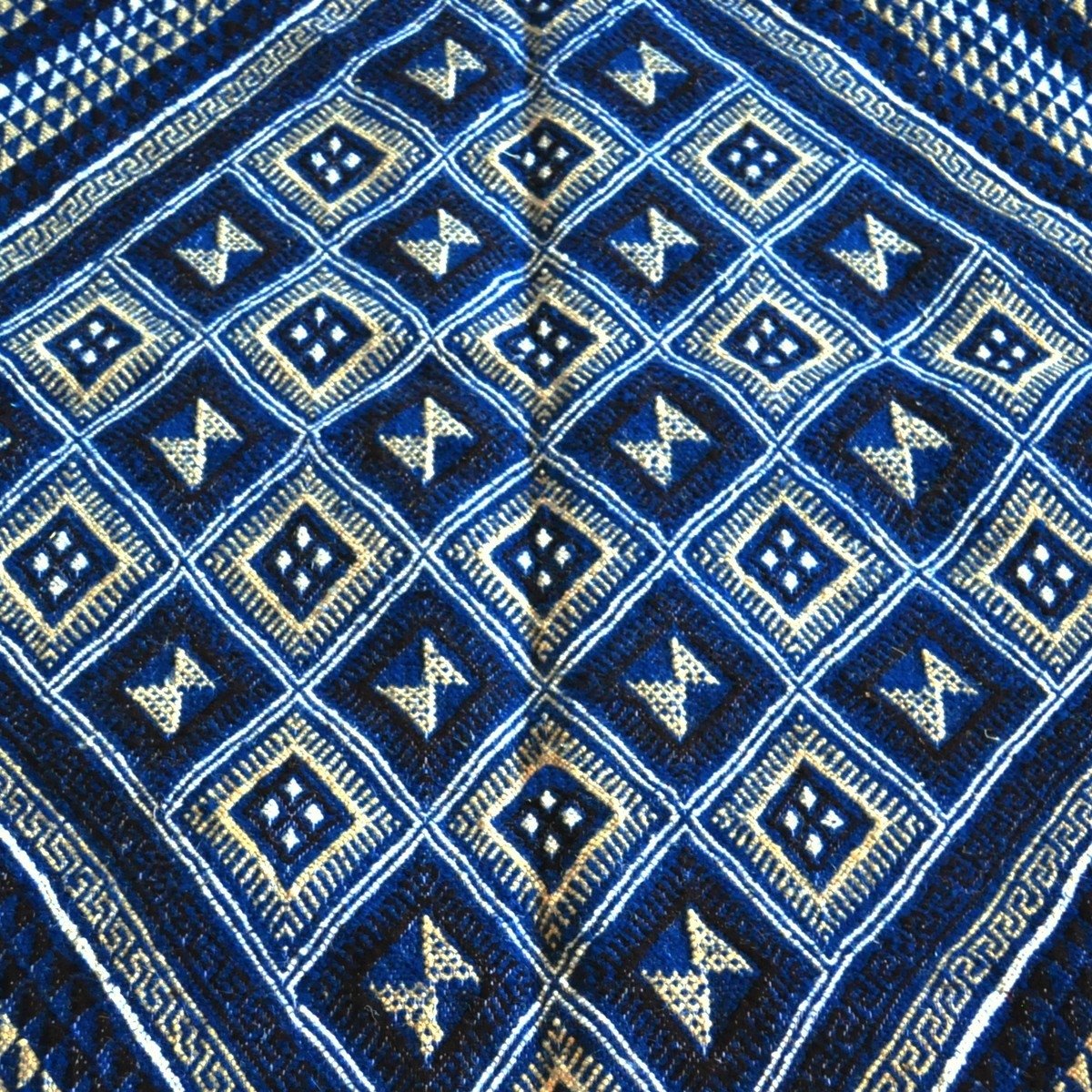 tappeto berbero Grande Tappeto Margoum Yamina 165x240 Blu (Fatto a mano, Lana, Tunisia) Tappeto margoum tunisino della città di 