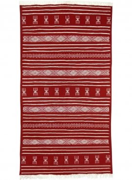 Berber carpet Rug Kilim Kazrach 107x204 Red (Handmade, Wool, Tunisia) Tunisian Rug Kilim style Moroccan rug. Rectangular carpet 