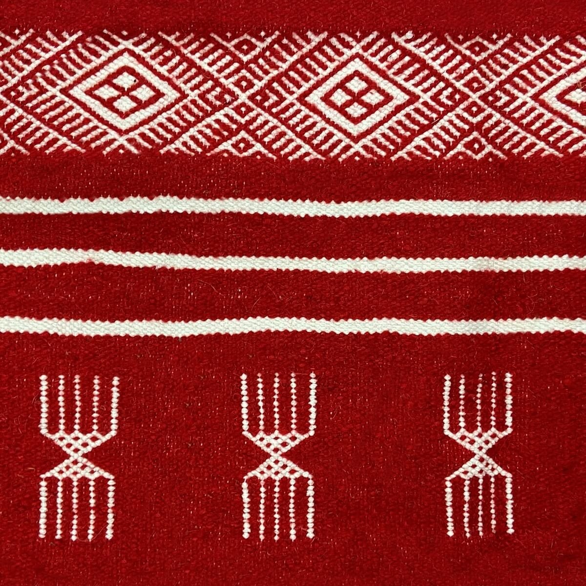 Berber tapijt Tapijt Kilim Kazrach 107x204 Rood (Handgeweven, Wol, Tunesië) Tunesisch kilimdeken, Marokkaanse stijl. Rechthoekig