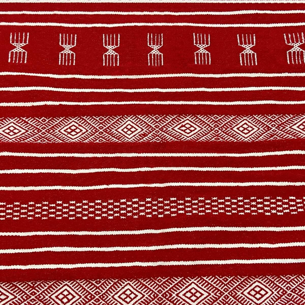 Berber tapijt Tapijt Kilim Kazrach 107x204 Rood (Handgeweven, Wol, Tunesië) Tunesisch kilimdeken, Marokkaanse stijl. Rechthoekig