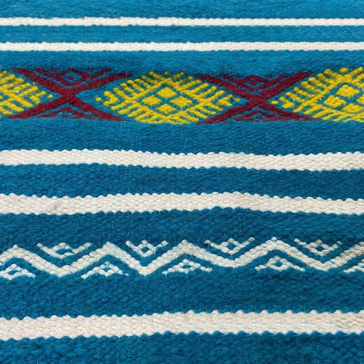 tappeto berbero Tappeto Kilim Emder 107x140 Turchese/Giallo/Rosso (Fatto a mano, Lana) Tappeto kilim tunisino, in stile marocchi