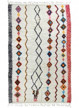 Berber carpet Rug Azilal Esmawi 154x250 White/Multicolored (Handmade, Wool, Morocco) Tunisian margoum rug from the city of Kairo