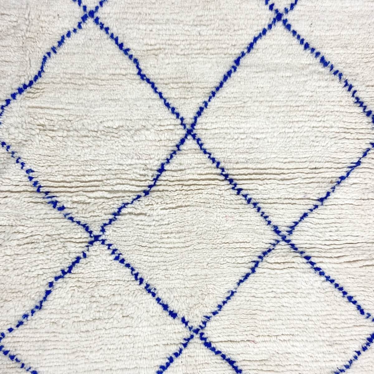 Berber carpet Rug Beni Ouarain Telha 85x125 cm White and Blue (Handmade, Wool, Morocco) Tunisian margoum rug from the city of Ka