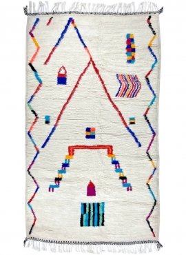 Berber carpet Rug Azilal Amiksa 150x260 cm White/Multicolored (Handmade, Wool, Morocco) Tunisian margoum rug from the city of Ka