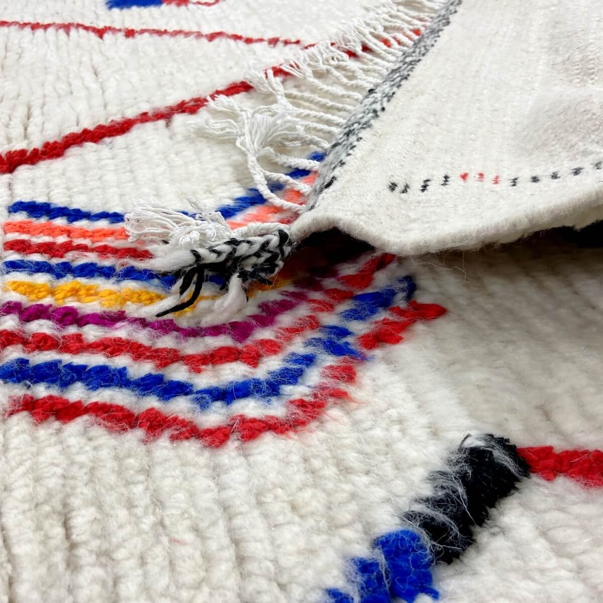 Berber carpet Rug Azilal Amiksa 150x260 cm White/Multicolored (Handmade, Wool, Morocco) Tunisian margoum rug from the city of Ka