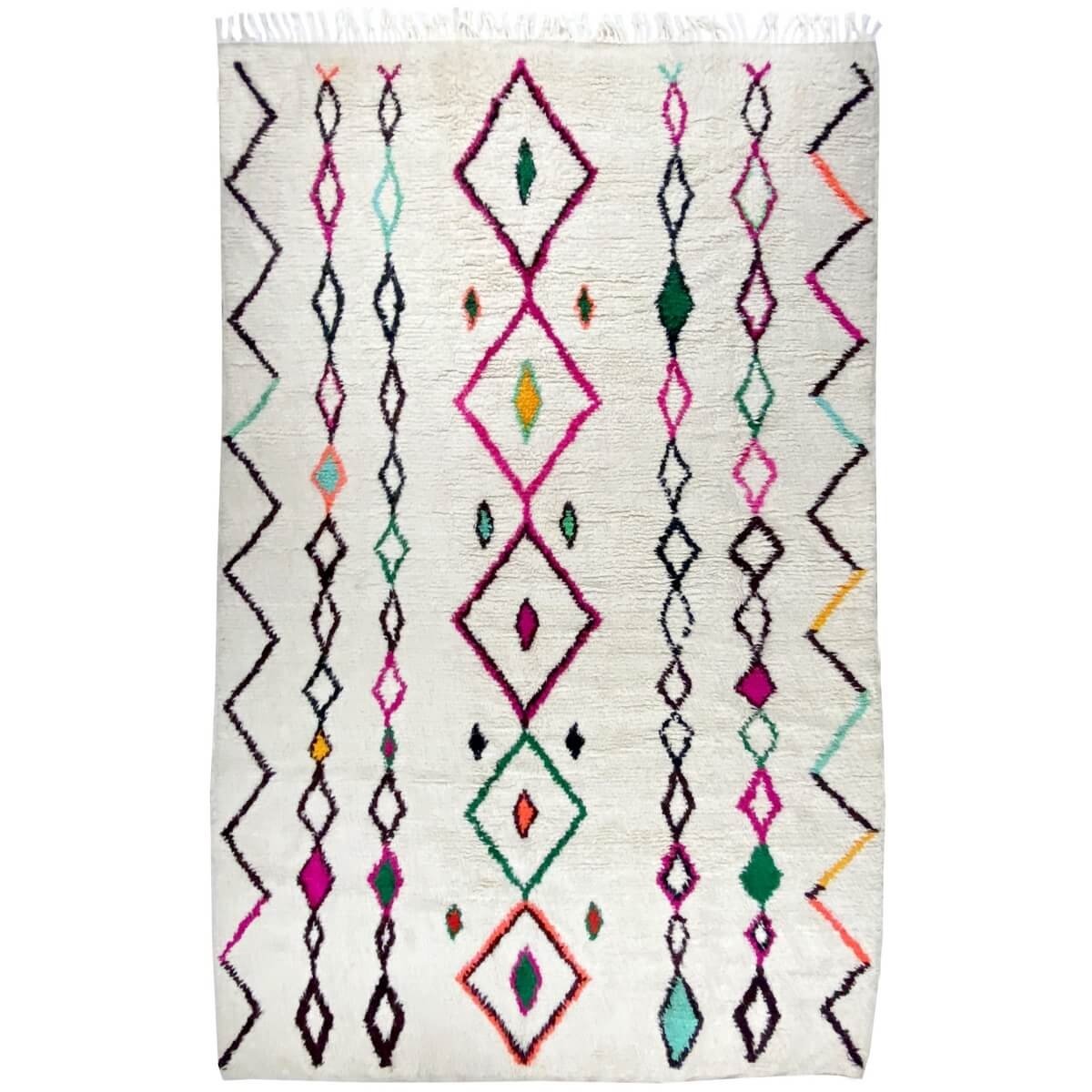 Berber Teppich tapis-azilal-Irden 210x285 cm Weiß/Mehrfarbig  (Handgefertigt, Wolle, Marokko) Tunesischer Margoum-Teppich aus de