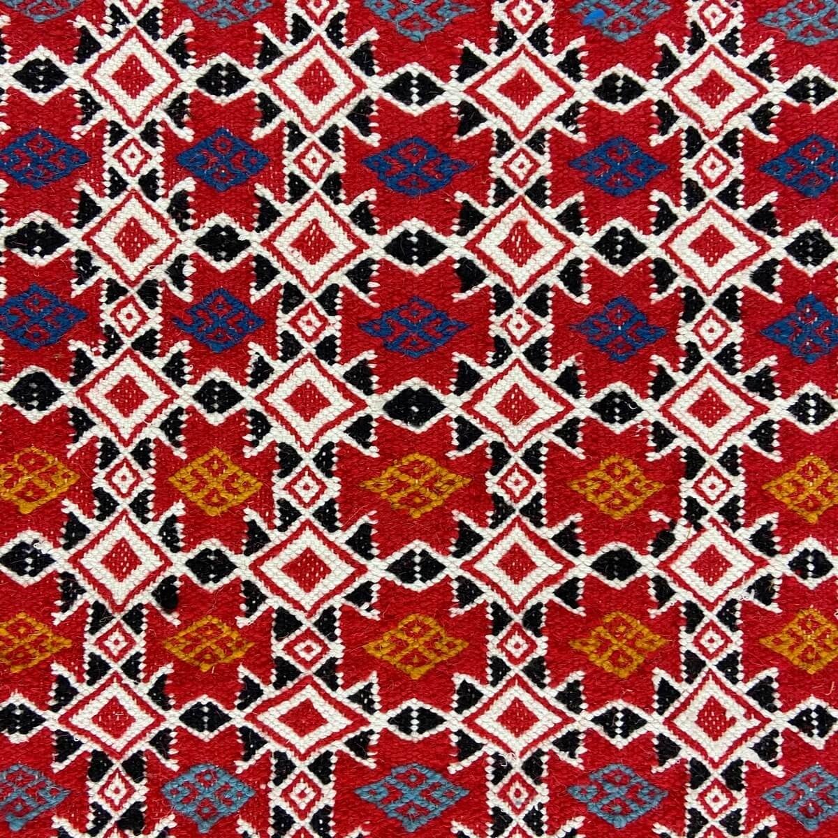Berber Teppich Teppich Kelim Temellet 145x260 cm Rot/Mehrfarben (Handgewebt, Wolle) Tunesischer Kelim-Teppich im marokkanischen 