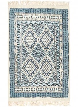 Berber Teppich Teppich Margoum Ghassa 125x195 Blau/Weiß (Handgefertigt, Wolle, Tunesien) Tunesischer Margoum-Teppich aus der Sta