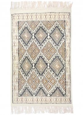 Berber carpet Rug Margoum Damdakul 115x190 White/Beige (Handmade, Wool, Tunisia) Tunisian margoum rug from the city of Kairouan.
