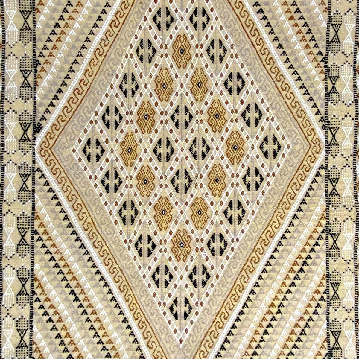 tappeto berbero Tappeto Margoum Baghrir 120x200 Beige (Fatto a mano, Lana, Tunisia) Tappeto margoum tunisino della città di Kair