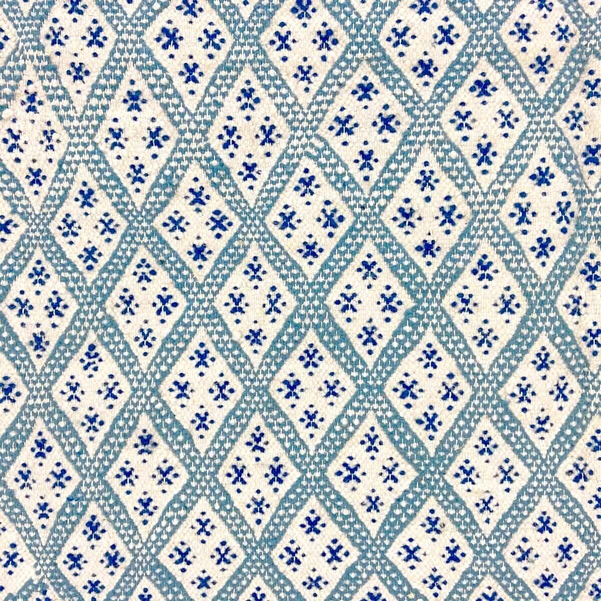 Alfombra bereber Alfombra Margoum Ibarkou 155x250 Azul/Blanco (Hecho a mano, Lana, Túnez) Alfombra margoum tunecina de la ciudad