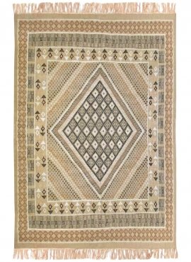 Berber Teppich Großer Teppich Margoum Barki 200x296 Beige (Handgefertigt, Wolle, Tunesien) Tunesischer Margoum-Teppich aus der S