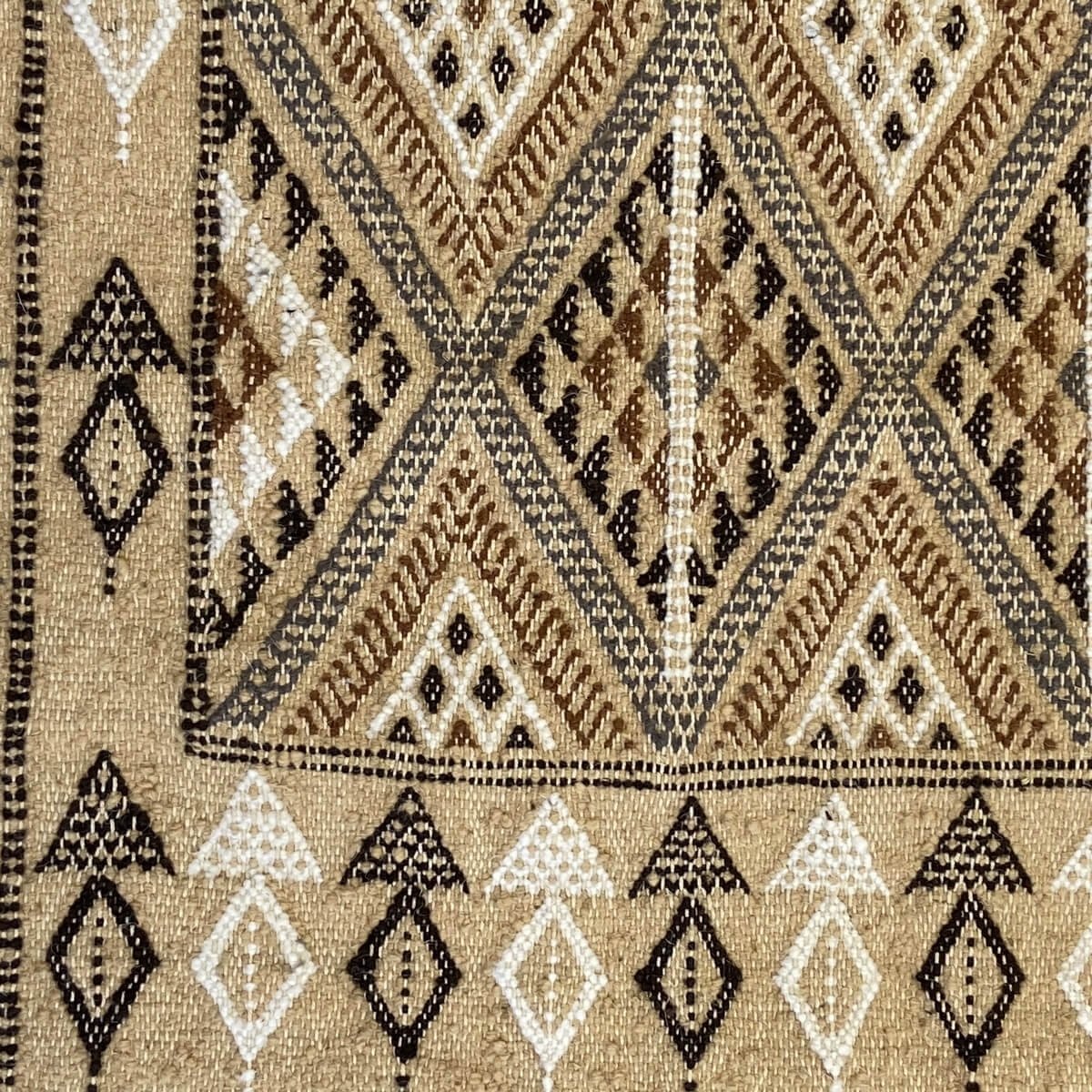 tappeto berbero Grande Tappeto Margoum Idgam 205x305 Beige (Fatto a mano, Lana) Tappeto margoum tunisino della città di Kairouan