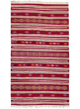 Tapis berbère Tapis Kilim Ifta 116x205 Rouge/Orange (Tissé main, Laine, Tunisie) Tapis kilim tunisien style tapis marocain. Tapi