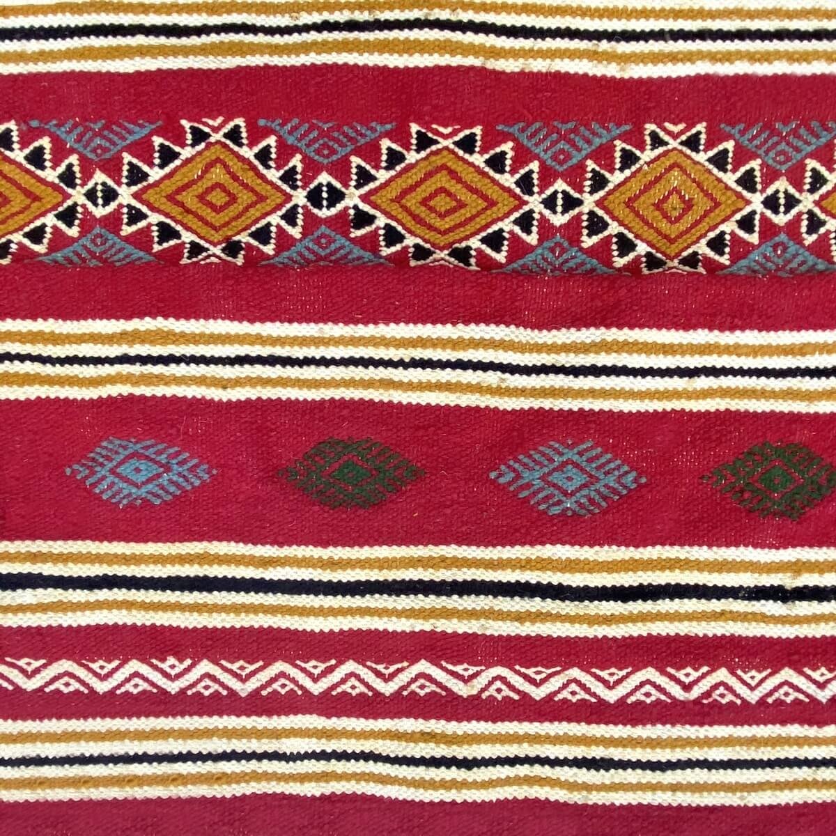Berber tapijt Tapijt Kilim Ifta 116x205 Rood/Oranje (Handgeweven, Wol, Tunesië) Tunesisch kilimdeken, Marokkaanse stijl. Rechtho