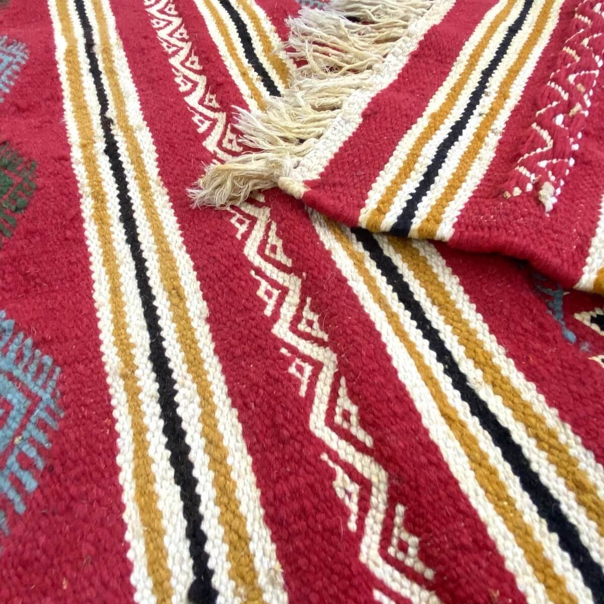 tappeto berbero Tappeto Kilim Ifta 116x205 Rosso/Arancione (Fatto a mano, Lana, Tunisia) Tappeto kilim tunisino, in stile marocc