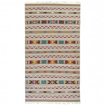 Tapis berbère Tapis Kilim Azel 115x215 Beige/Multicolore (Tissé main, Laine) Tapis kilim tunisien style tapis marocain. Tapis re