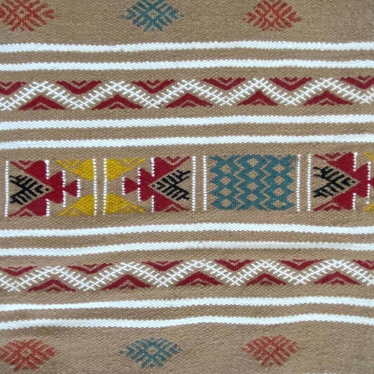 Berber tapijt Tapijt Kilim Azel 115x215 Beige/Veelkleurig (Handgeweven, Wol, Tunesië) Tunesisch kilimdeken, Marokkaanse stijl. R
