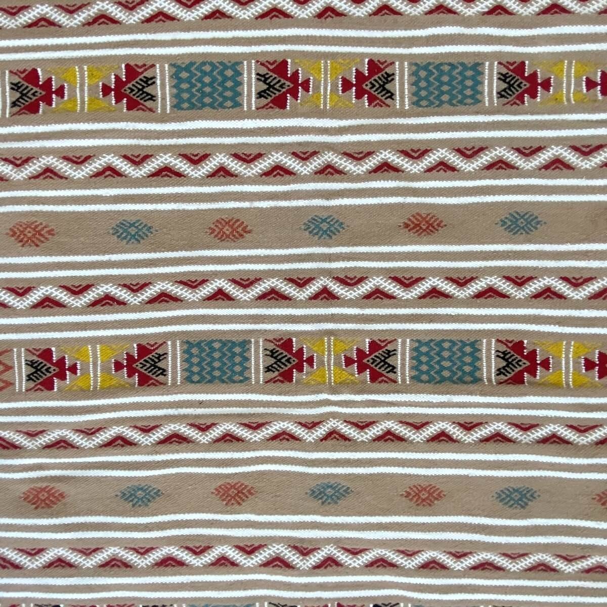 Berber tapijt Tapijt Kilim Azel 115x215 Beige/Veelkleurig (Handgeweven, Wol, Tunesië) Tunesisch kilimdeken, Marokkaanse stijl. R